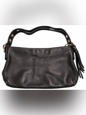 Coach Black Leather Shoulder Bag with Tassel